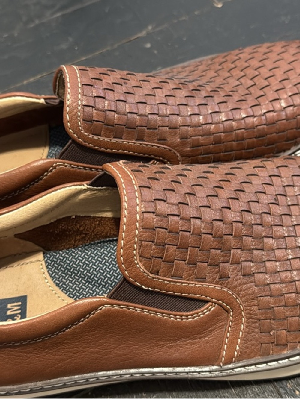 Johnston & Murphy Men's Woven Leather Slip-On Loafers - Brown